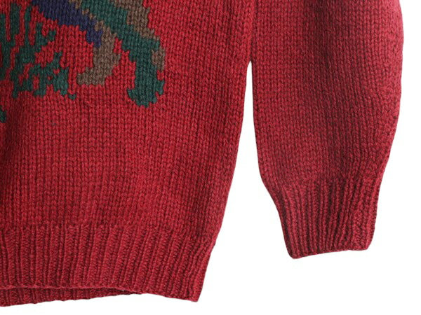 手編み 90s OLD GAP シェットランド ウール デザイン ニット セーター メンズ S 古着 オールド ハンドメイド ドッグ 絵柄 犬 ノルディック