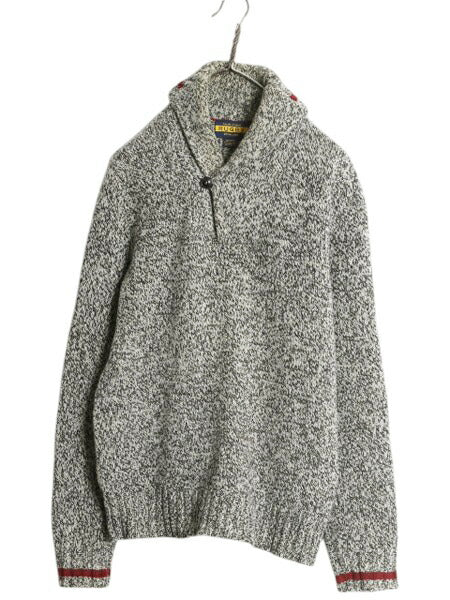 ラグビー ラルフローレン ショールカラー ウール ニット セーター メンズ M 古着 ポロ プルオーバー 無地 ゴマ塩 ポニー無し ミドルゲージ