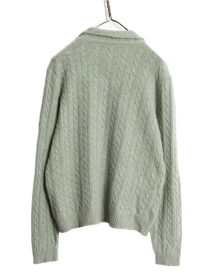 00s LAUREN ラルフローレン ショールカラー ケーブル ニット セーター レディース XL 古着 オールド ポロ ウール アンゴラ ラビット ヘアー
