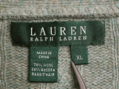 00s LAUREN ラルフローレン ショールカラー ケーブル ニット セーター レディース XL 古着 オールド ポロ ウール アンゴラ ラビット ヘアー