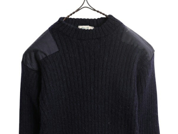 70s イギリス製 筆記体タグ エルエルビーン コマンド ニット セーター メンズ XS レディース S 程/ 古着 ヴィンテージ LLビーン ウール 紺