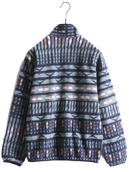 18年製 パタゴニア 総柄 ライトウェイト シンチラ スナップT レディース XS 古着 PATAGONIA プルオーバー フリース ジャケット ネイティブ