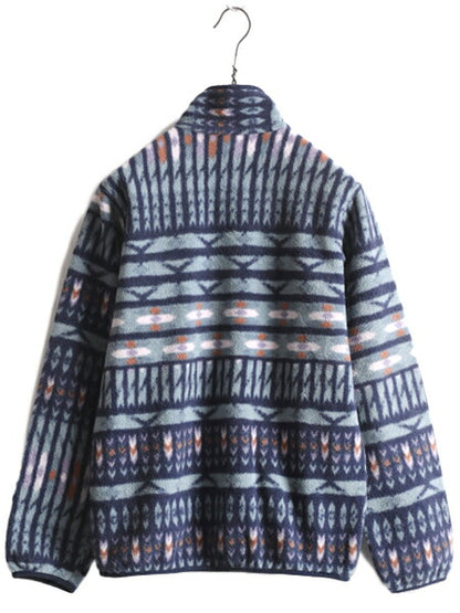 18年製 パタゴニア 総柄 ライトウェイト シンチラ スナップT レディース XS 古着 PATAGONIA プルオーバー フリース ジャケット ネイティブ
