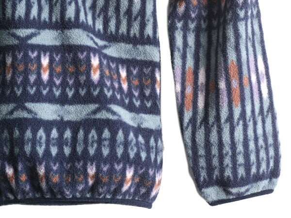 18年製 パタゴニア 総柄 ライトウェイト シンチラ スナップT レディース XS 古着 PATAGONIA プルオーバー フリース ジャケット ネイティブ