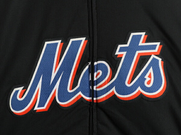 MLB オフィシャル Majestic メッツ 中綿 ナイロン ジャケット メンズ M 古着 裏 フリース スタジャン ウィンドブレーカー 大リーグ 野球 黒