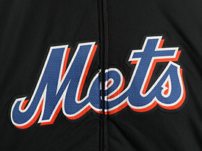 MLB オフィシャル Majestic メッツ 中綿 ナイロン ジャケット メンズ M 古着 裏 フリース スタジャン ウィンドブレーカー 大リーグ 野球 黒