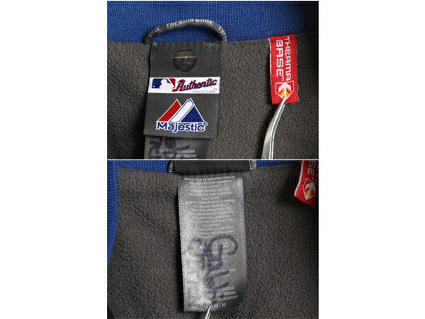 MLB オフィシャル Majestic メッツ 中綿 ナイロン ジャケット メンズ M 古着 裏 フリース スタジャン ウィンドブレーカー 大リーグ 野球 黒