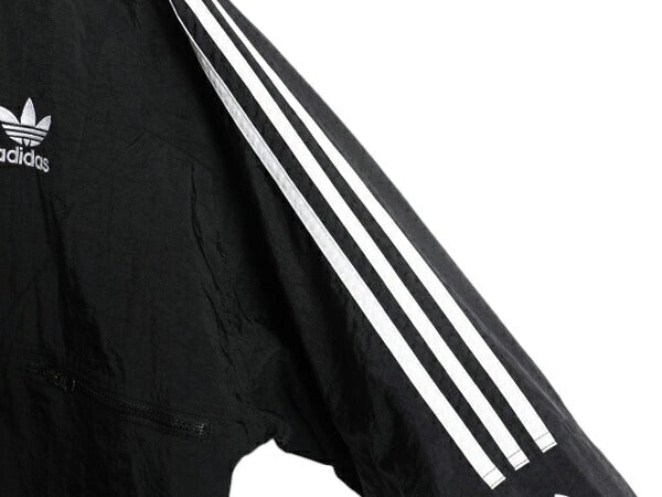 90s アディダス 中綿 ナイロン パーカー ジャケット メンズ M 古着 adidas オールド ジャンパー ウォームアップ 3ライン 中綿 ライナー 黒