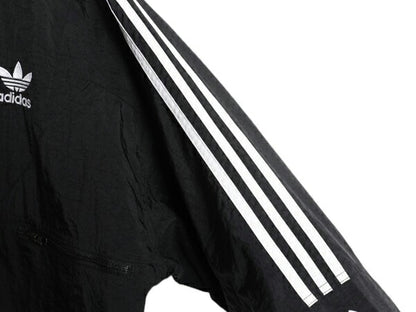 90s アディダス 中綿 ナイロン パーカー ジャケット メンズ M 古着 adidas オールド ジャンパー ウォームアップ 3ライン 中綿 ライナー 黒