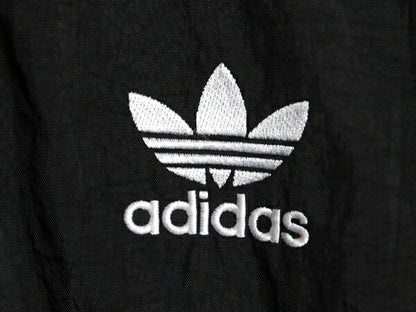 90s アディダス 中綿 ナイロン パーカー ジャケット メンズ M 古着 adidas オールド ジャンパー ウォームアップ 3ライン 中綿 ライナー 黒