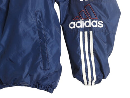 90s アディダス ナイロン パーカー ジャケット メンズ XL オールド adidas ジャンパー ウォームアップ 大きいサイズ 3ライン 中綿 ライナー