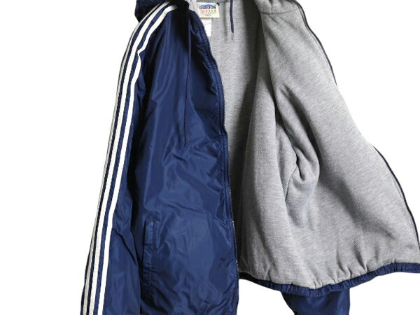 90s アディダス ナイロン パーカー ジャケット メンズ XL オールド adidas ジャンパー ウォームアップ 大きいサイズ 3ライン 中綿 ライナー