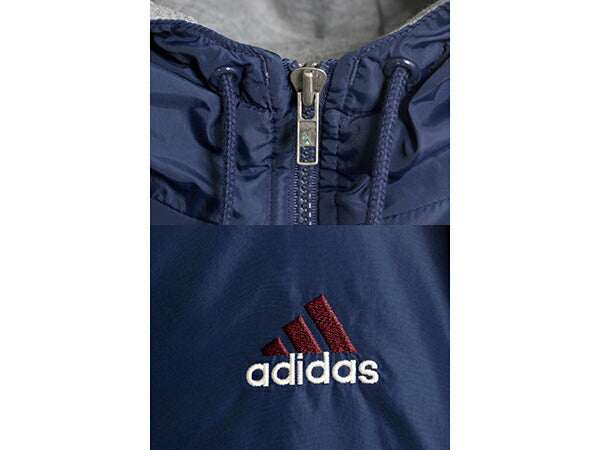 90s アディダス ナイロン パーカー ジャケット メンズ XL オールド adidas ジャンパー ウォームアップ 大きいサイズ 3ライン 中綿 ライナー