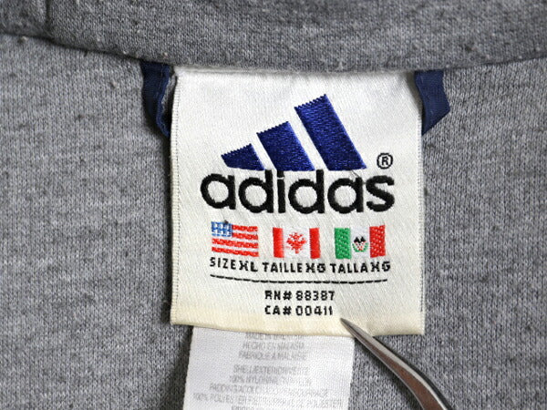 90s アディダス ナイロン パーカー ジャケット メンズ XL オールド adidas ジャンパー ウォームアップ 大きいサイズ 3ライン 中綿 ライナー