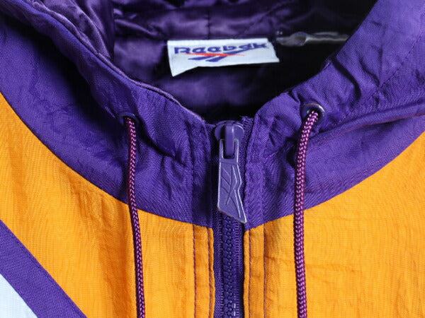 90s リーボック 中綿 ナイロン パーカー ジャケット メンズ S オールド REEBOK ジャンパー ウォームアップ キルティング ライナー ロゴ切替