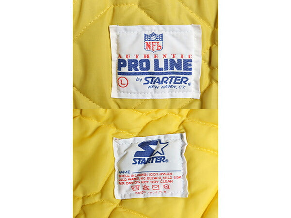 90s USA製 NFL オフィシャル スターター スティーラーズ ナイロン サテン スタジャン メンズ L 中綿 ジャケット キルティング ライナー 黒