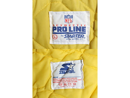 90s USA製 NFL オフィシャル スターター スティーラーズ ナイロン サテン スタジャン メンズ L 中綿 ジャケット キルティング ライナー 黒