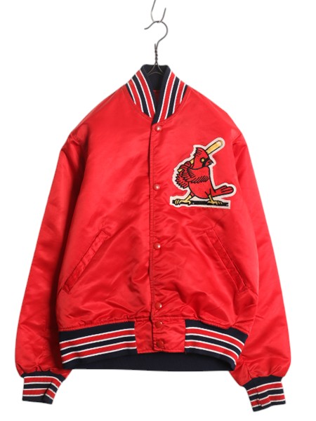 90s MLB オフィシャル スターター カージナルス ナイロン サテン スタジャン メンズ S / オールド 中綿 ジャケット キルティング ライナー