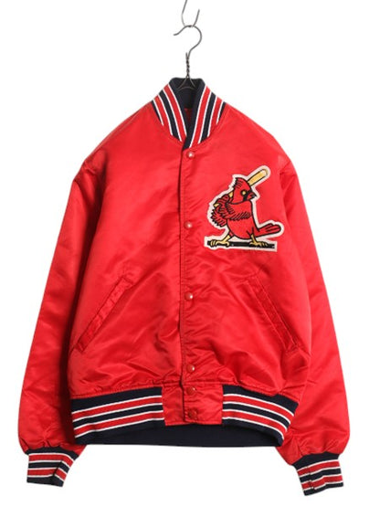 90s MLB オフィシャル スターター カージナルス ナイロン サテン スタジャン メンズ S / オールド 中綿 ジャケット キルティング ライナー