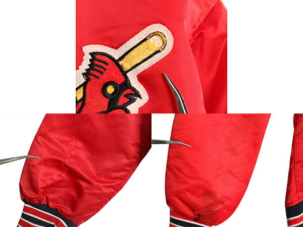 90s MLB オフィシャル スターター カージナルス ナイロン サテン スタジャン メンズ S / オールド 中綿 ジャケット キルティング ライナー