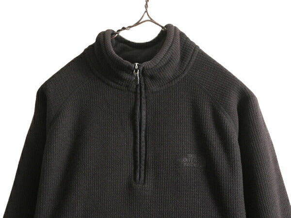 ノースフェイス ワッフル フリース ジャケット メンズ S / 古着 The North Face アウトドア ブルゾン プルオーバー ハーフジップ ブラック