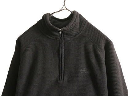 ノースフェイス ワッフル フリース ジャケット メンズ S / 古着 The North Face アウトドア ブルゾン プルオーバー ハーフジップ ブラック
