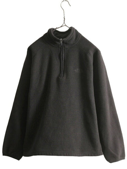 ノースフェイス ワッフル フリース ジャケット メンズ S / 古着 The North Face アウトドア ブルゾン プルオーバー ハーフジップ ブラック