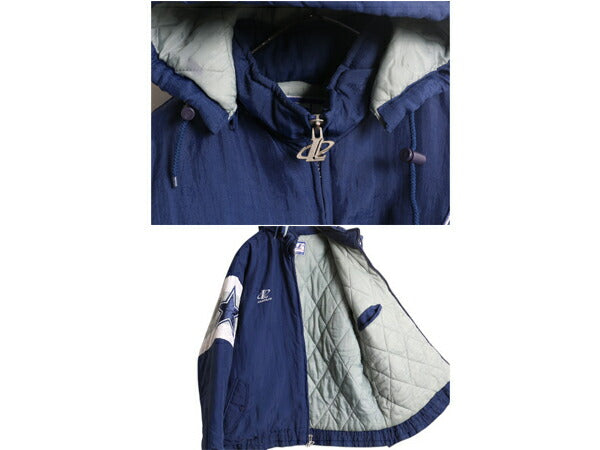 90s NFL オフィシャル カウボーイズ ナイロン スタジアム ジャンパー メンズ XL オールド ジャケット 中綿 キルティング ライナー アメフト