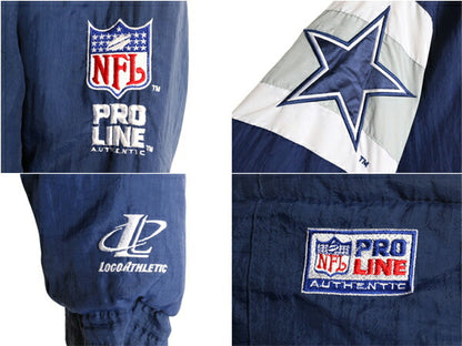 90s NFL オフィシャル カウボーイズ ナイロン スタジアム ジャンパー メンズ XL オールド ジャケット 中綿 キルティング ライナー アメフト