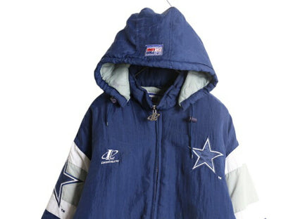 90s NFL オフィシャル カウボーイズ ナイロン スタジアム ジャンパー メンズ XL オールド ジャケット 中綿 キルティング ライナー アメフト