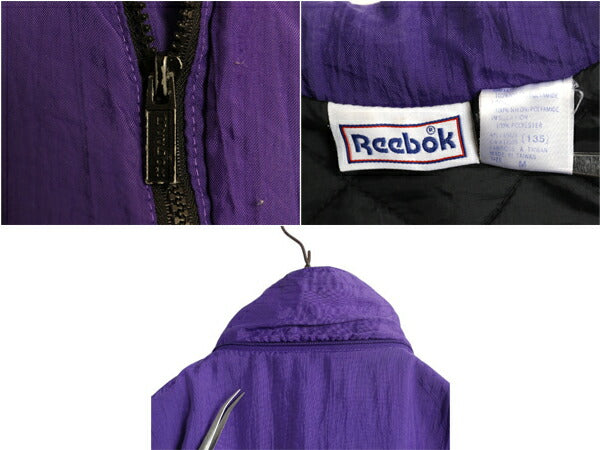 90s リーボック 中綿 ナイロン ジャケット メンズ M 古着 オールド REEBOK フルジップ ジャンパー ハイネック キルティング ライナー 付き
