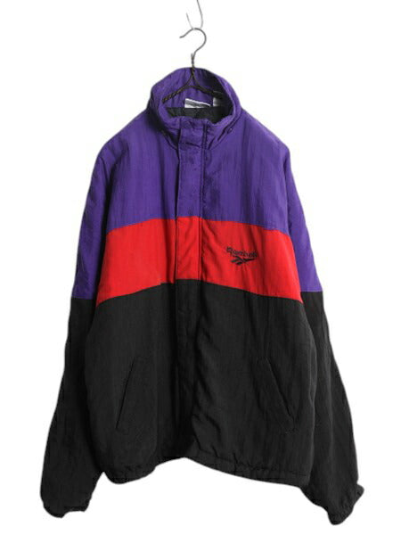 90s リーボック 中綿 ナイロン ジャケット メンズ M 古着 オールド REEBOK フルジップ ジャンパー ハイネック キルティング ライナー 付き