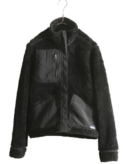 08年製 パタゴニア リバーシブル フリース ジャケット レディース S / 古着 Patagonia 毛長 パイル シンチラ フルジップ ブルゾン ブラック