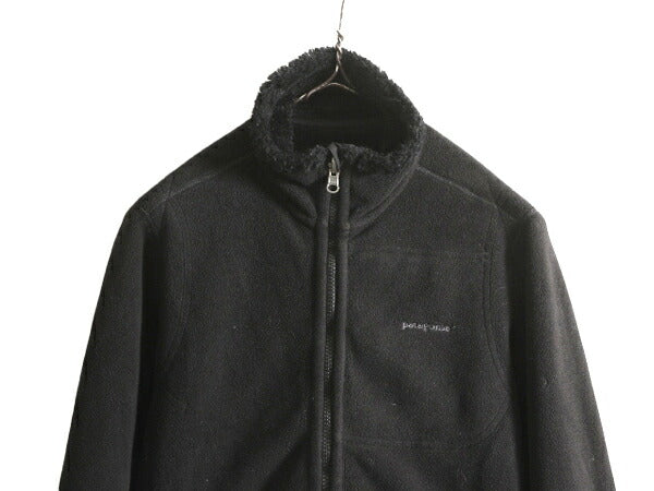 08年製 パタゴニア リバーシブル フリース ジャケット レディース S / 古着 Patagonia 毛長 パイル シンチラ フルジップ ブルゾン ブラック