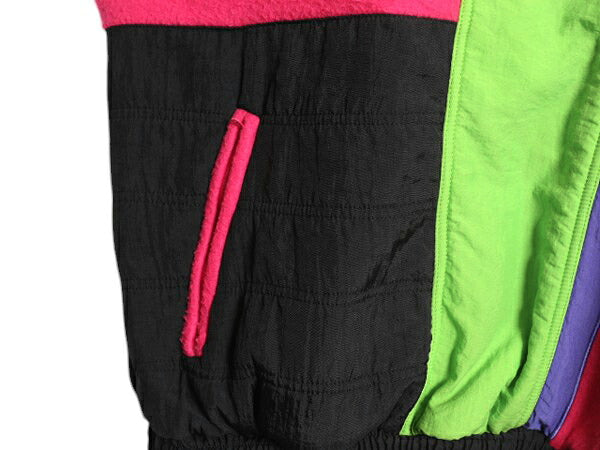 80s アディダス クレイジー パターン ハーフジップ ジャケット メンズ XL 古着 ヴィンテージ ADIDAS ナイロン フリース 切替 プルオーバー