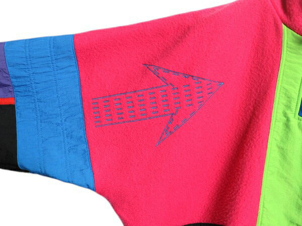 80s アディダス クレイジー パターン ハーフジップ ジャケット メンズ XL 古着 ヴィンテージ ADIDAS ナイロン フリース 切替 プルオーバー