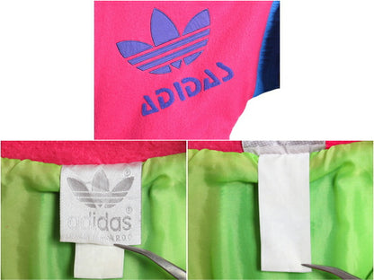 80s アディダス クレイジー パターン ハーフジップ ジャケット メンズ XL 古着 ヴィンテージ ADIDAS ナイロン フリース 切替 プルオーバー