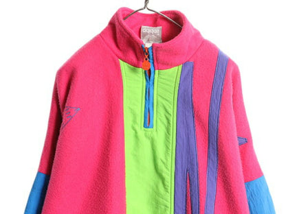 80s アディダス クレイジー パターン ハーフジップ ジャケット メンズ XL 古着 ヴィンテージ ADIDAS ナイロン フリース 切替 プルオーバー