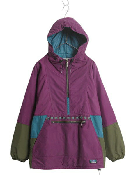 90s USA製 エルエルビーン 中綿 ナイロン アノラック パーカー ジャケット レディース L メンズ M 程/ オールド LLBEAN マウンテンパーカー