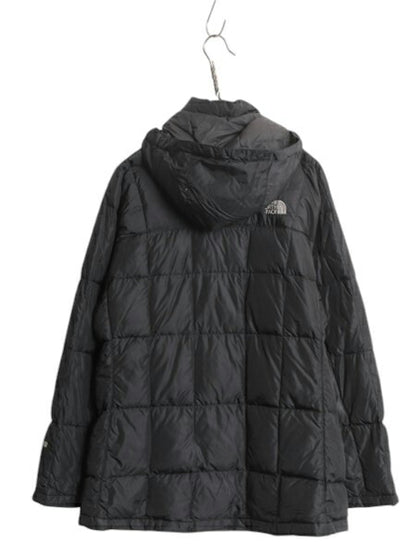 ノースフェイス ダウン ジャケット レディース M 古着 The North Face アウトドア 600フィル フード パーカー フルジップ ハーフ コート 黒