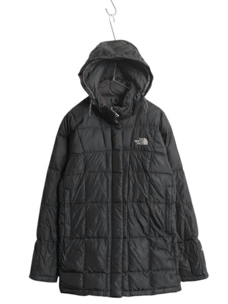 ノースフェイス ダウン ジャケット レディース M 古着 The North Face アウトドア 600フィル フード パーカー フルジップ ハーフ コート 黒