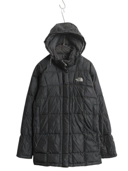 ノースフェイス ダウン ジャケット レディース M 古着 The North Face アウトドア 600フィル フード パーカー フルジップ ハーフ コート 黒