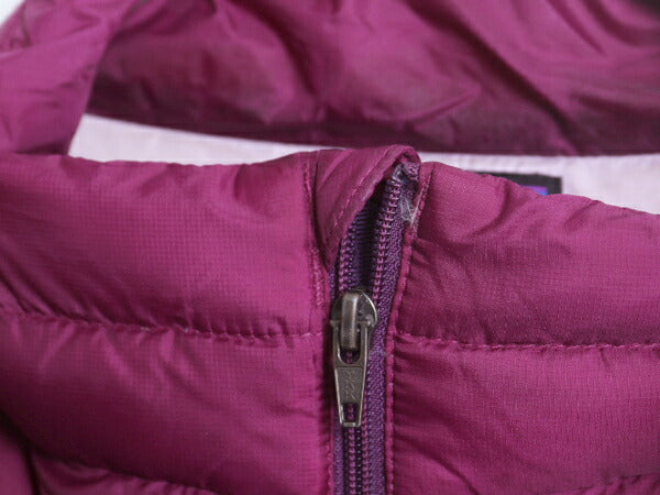 パタゴニア ダウン セーター キッズ XXL レディース M 程/ 古着 Patagonia ナイロン ジャケット ブルゾン ハイネック フルジップ パープル