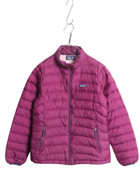 パタゴニア ダウン セーター キッズ XXL レディース M 程/ 古着 Patagonia ナイロン ジャケット ブルゾン ハイネック フルジップ パープル