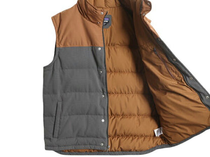 パタゴニア ダウン ベスト メンズ L 古着 13年製 Patagonia アウトドア フルジップ ナイロン キャンバス ワンポイント 600フィル ツートン