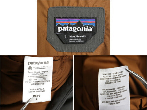 パタゴニア ダウン ベスト メンズ L 古着 13年製 Patagonia アウトドア フルジップ ナイロン キャンバス ワンポイント 600フィル ツートン