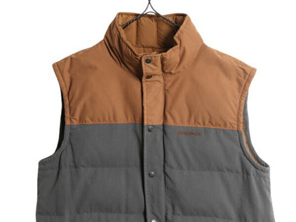 パタゴニア ダウン ベスト メンズ L 古着 13年製 Patagonia アウトドア フルジップ ナイロン キャンバス ワンポイント 600フィル ツートン