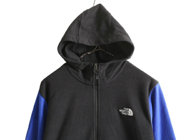 US企画 ノースフェイス フリース パーカー ジャケット メンズ M The North Face アウトドア ブルゾン フルジップ ハイネック 2トーン 黒 青