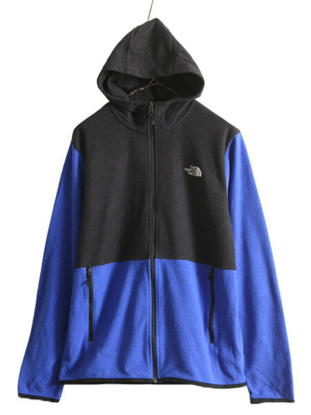 US企画 ノースフェイス フリース パーカー ジャケット メンズ M The North Face アウトドア ブルゾン フルジップ ハイネック 2トーン 黒 青