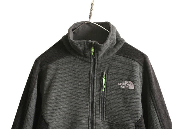 ノースフェイス フルジップ フリース ジャケット メンズ S 古着 The North Face アウトドア ブルゾン ジャンパー ハイネック 2トーン 黒 灰